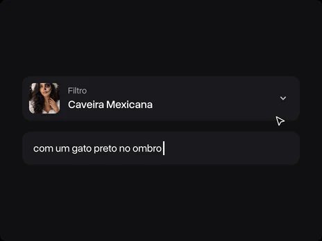 O seletor de filtro com Caveira Mexicana escolhido e o campo opcional de detalhes