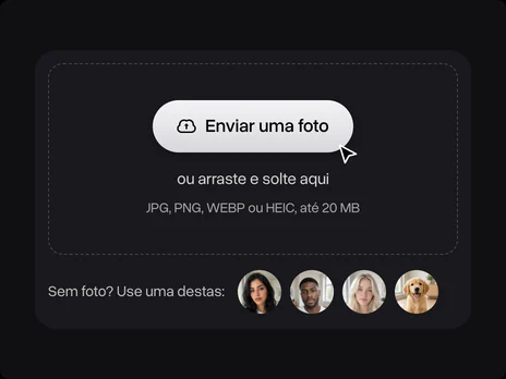 Área para enviar uma foto com quatro fotos de amostra embaixo