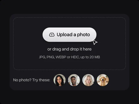 Upload a photo zone with four sample photos under it