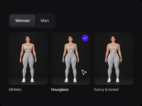 Woman and Man switch with the Athletic, Hourglass and Curvy & toned body shapes, Hourglass picked