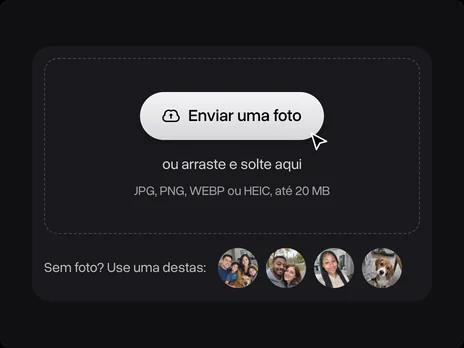 Campo para enviar uma foto com quatro fotos de exemplo