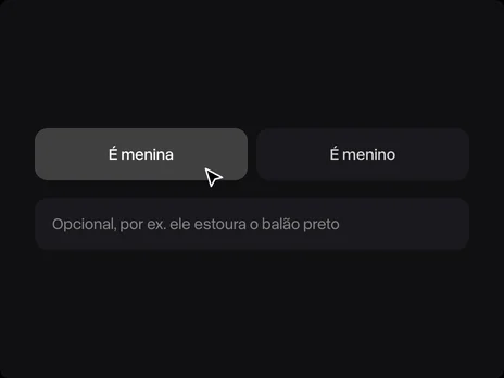 Opções É menina e É menino com É menina escolhido e o campo de detalhes opcional
