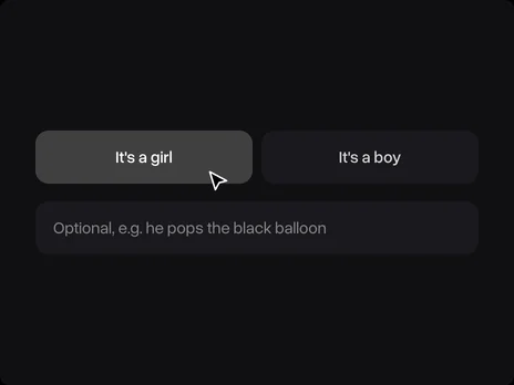 It's a girl and It's a boy choices with It's a girl picked and the optional details field