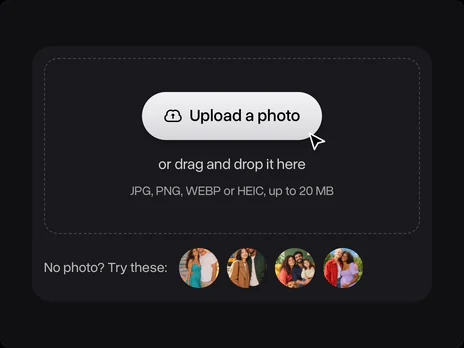 Upload a photo zone with four sample couple photos under it