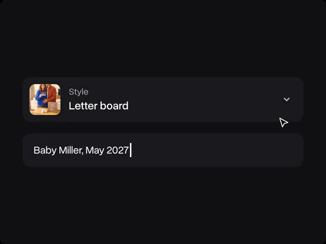The style tile with Letter board picked and the optional details field