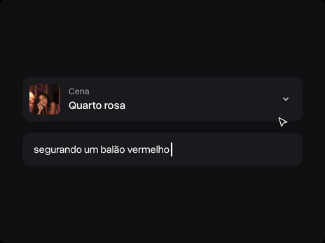 O seletor de cena com Quarto rosa escolhido e o campo opcional de detalhes