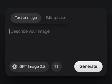 Mode switch with Text to image and Edit a photo above an empty prompt field