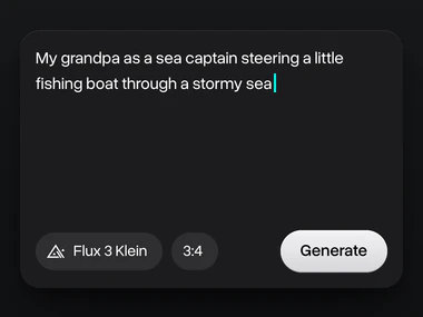 A prompt about my grandpa as a sea captain in a stormy sea, Flux 3 Klein picked