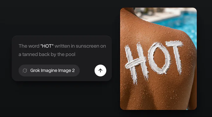 The word HOT written in sunscreen on a man’s tanned back by a pool, next to the prompt that asked for it