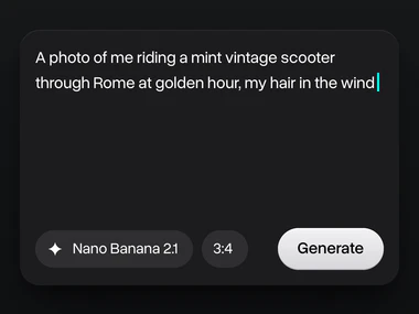 A prompt about riding a mint vintage scooter through Rome, Nano Banana 2.1 picked