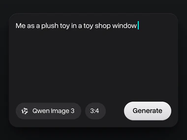 A prompt about me as a plush toy in a toy shop window, Qwen Image 3 picked