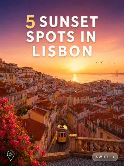 A capa de um carrossel do Instagram com os telhados de Lisboa ao pôr do sol