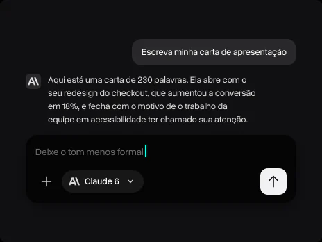 A carta de apresentação do Claude 6 e um pedido para deixar o tom menos formal