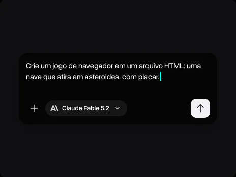 Campo de mensagem com um prompt pedindo um jogo de asteroides em um arquivo HTML