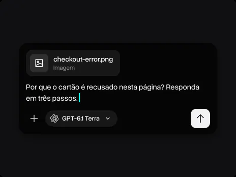 Campo de mensagem com checkout-error.png anexado e a pergunta sobre por que o cartão foi recusado