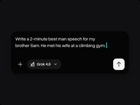 Message field with a prompt asking for a 2-minute best man speech for a brother who met his wife at a climbing gym