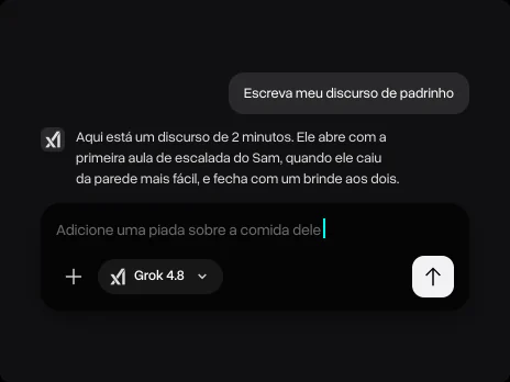 O discurso de padrinho do Grok 4.8 e um pedido para adicionar uma piada sobre a comida do noivo