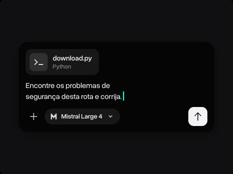 Campo de mensagem com download.py anexado e o pedido para achar os problemas de segurança nele
