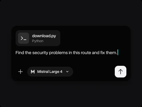 Message field with download.py attached and a request to find the security problems in it