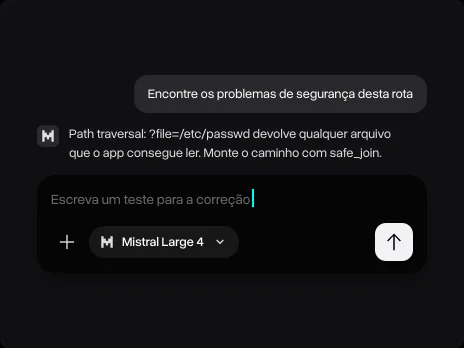 A resposta do Mistral Large 4 sobre a falha de path traversal e um pedido de teste na sequência