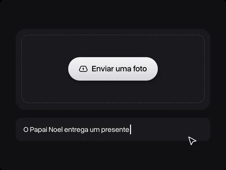 O campo de envio e o campo de detalhes com O Papai Noel entrega um presente digitado