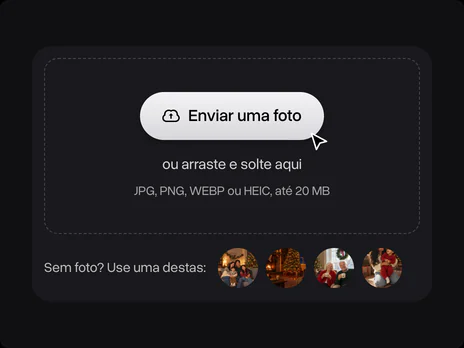 Campo para enviar uma foto com quatro fotos de exemplo