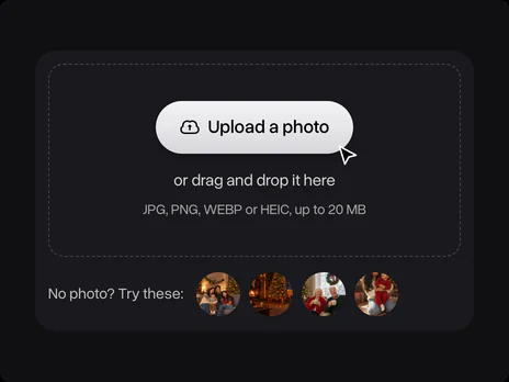 Upload a photo zone with four sample photos under it