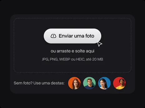Campo para enviar uma foto com quatro rostos de exemplo