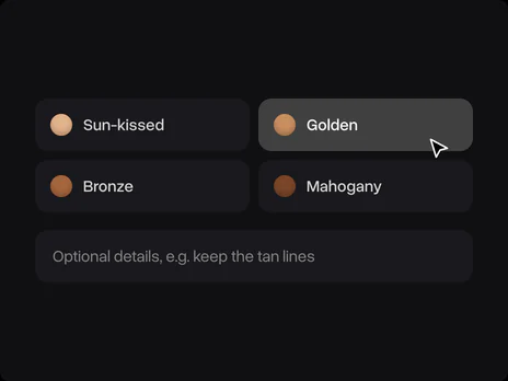 Tan level choices with Golden picked and the optional details field