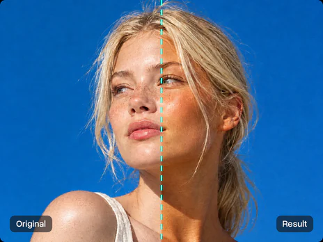 The same photo before and after the golden tan