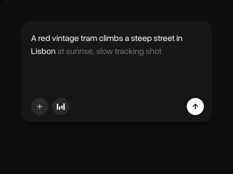 A prompt about a red tram climbing a street in Lisbon, with the send button