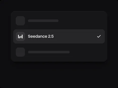 The model list with Seedance 2.5 picked