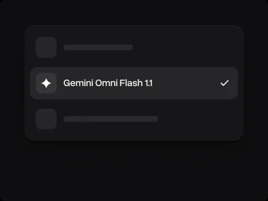 The model list with Gemini Omni Flash 1.1 picked