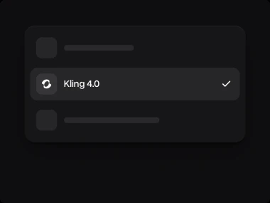 The model list with Kling 4.0 picked