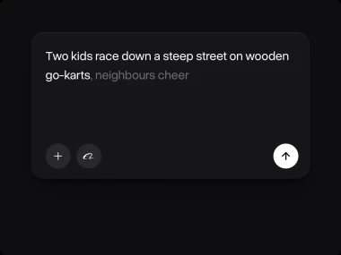 A prompt about two kids racing go-karts down a steep street, with the send button